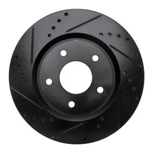 Nissan Sentra Brake Rotor (1) - Front Left - R1 Concepts - Drilled & Slotted - Black - `07-`15